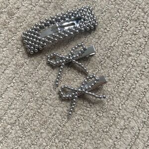 Beaded Hair Clips Set, 3 piece